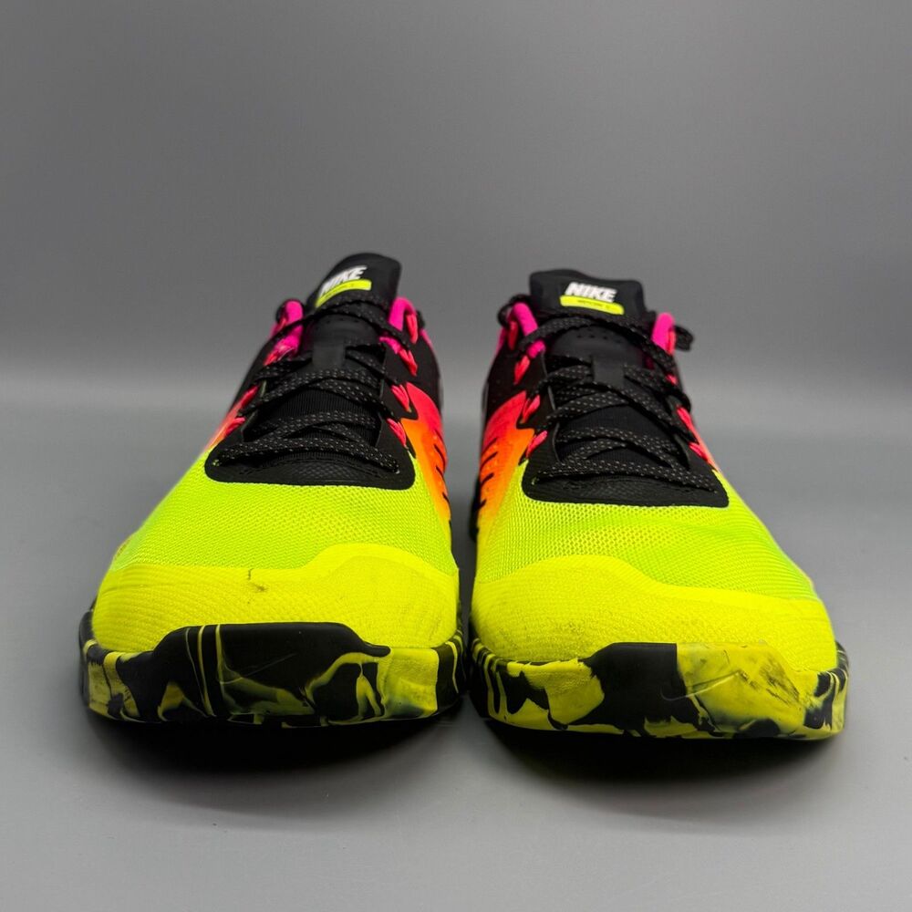 Nike Metcon 2 Mens 10 Volt Black White Lace Up Low Top Running Athletic Sneakers - Picture 3 of 9